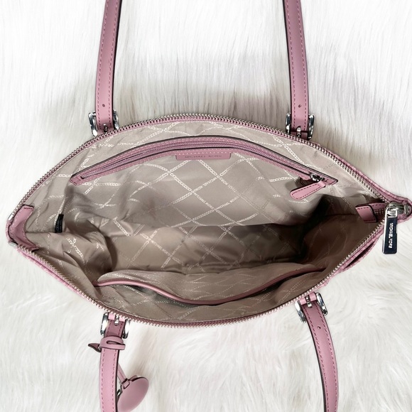 SOLD-Michael Kors Pink MK Logo Zip Top Shoulder Jet Set East West Tote Bag Med - Picture 9 of 9